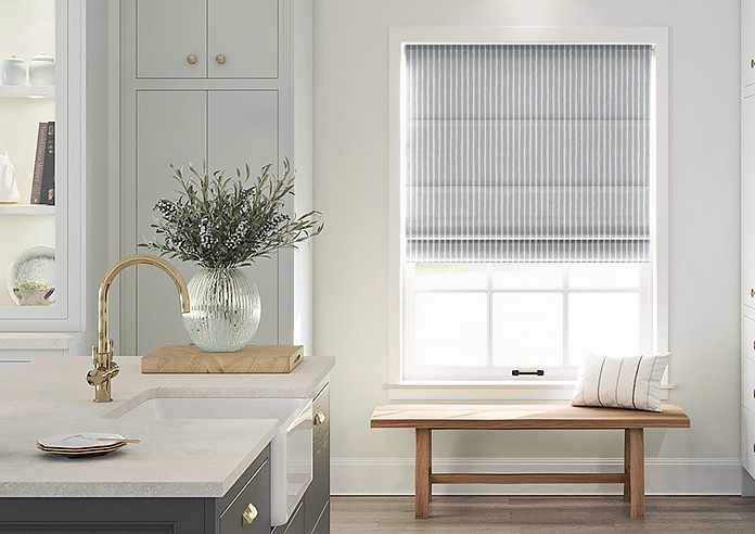 Vintage Stripe, Cool Grey - Motorised Roman Blind - Image 3